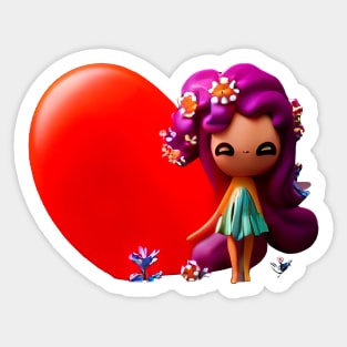 Anime Girl With Heart (Valentines Special) Sticker